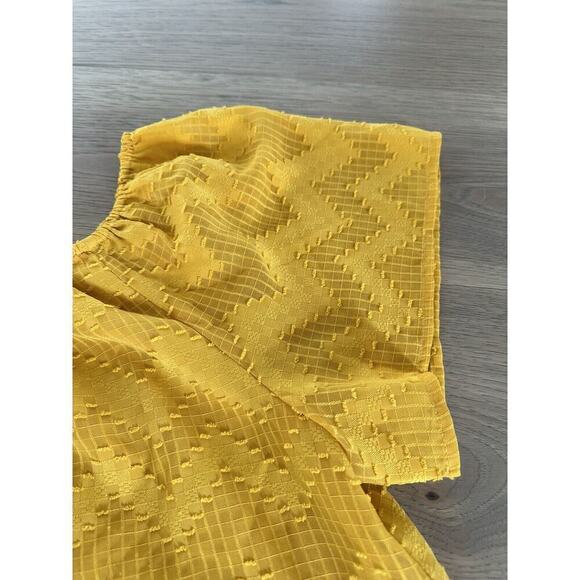 Lane Bryant Womens Mustard Yellow Chevron Textured Loose Fit Blouse Size 14 - Picture 8 of 11